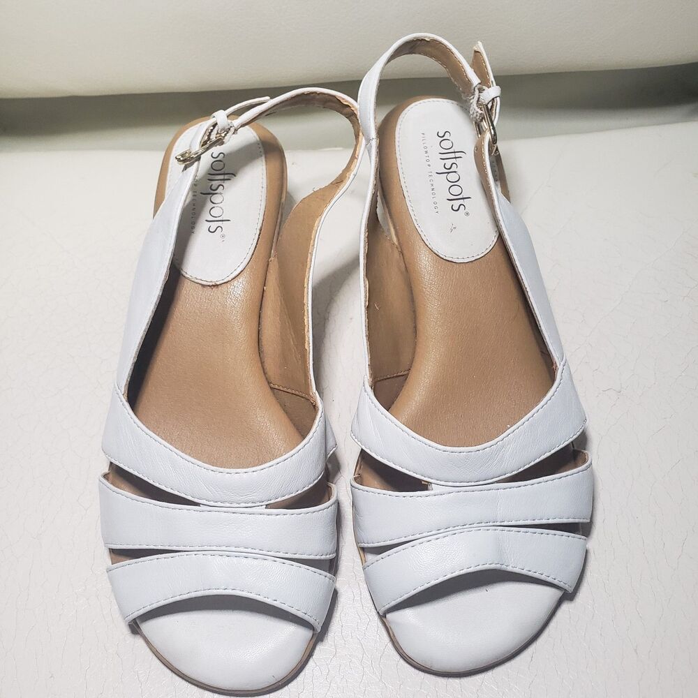 Softspots Neima Women's Leather Slingback Shoes color white Sz 6.5WW  NNN - Picture 2 of 7
